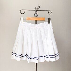 🌿Y2K Vintage White & Navy Mini Pleated Preppy Tennis Skirt by Marcia